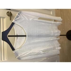 Rebecca Taylor Cream Linen Peplum Long Sleeve Top Office Casual Versatile Staple